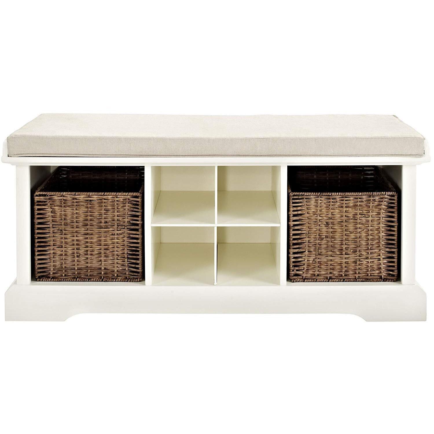 2pc Brennan Entryway Bench and Shelf Set White - Crosley