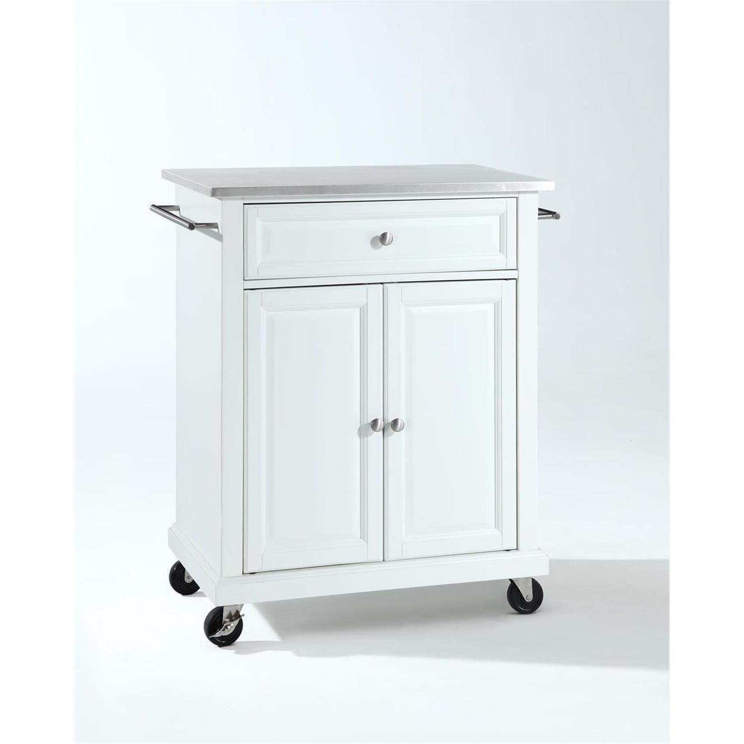 Sleek Stainless Steel Rectangular Kitchen Cart with Storage