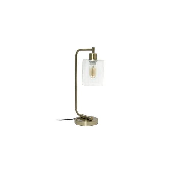 Modern Iron Desk Lamp with USB Port and Glass Shade Antique Brass Finish - Lalia Home: ETL Listed, No Assembly, Edison Bulb Compatible