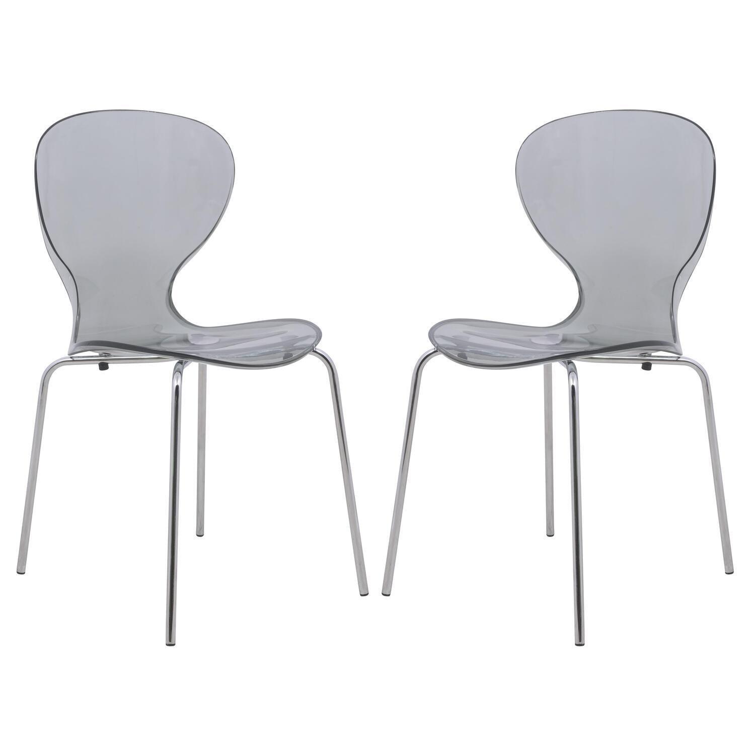 LeisureMod Modern Oyster Transparent Side Chair-Color:Clear