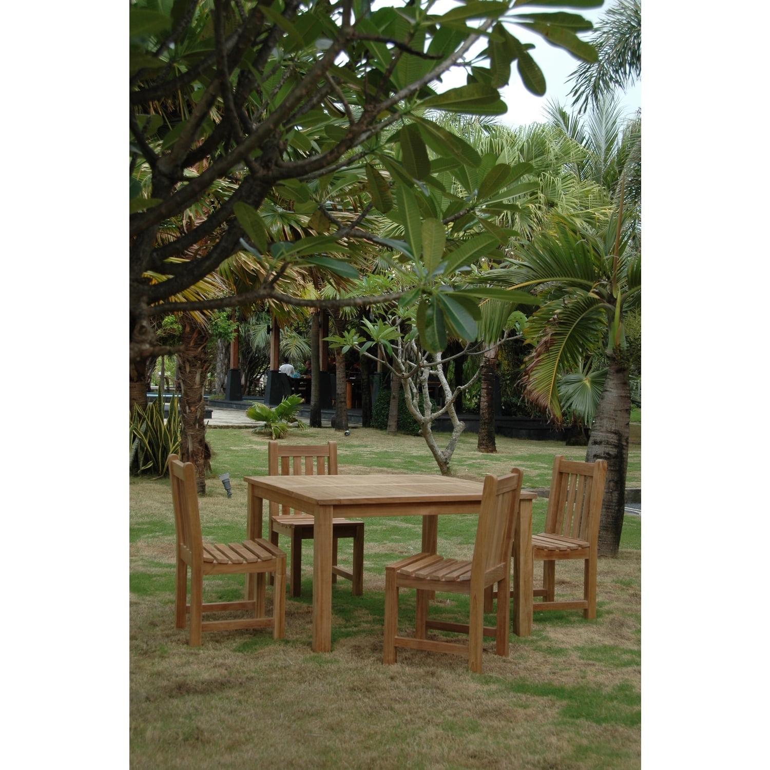 Natural Teak 4-Person Outdoor Dining Set