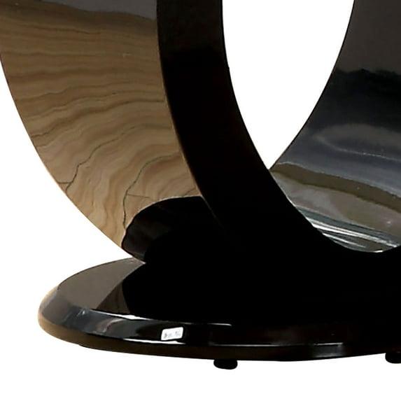 Maykoosh Elegant Escape Tempered Glass Top End Table With O Shape Base, Black