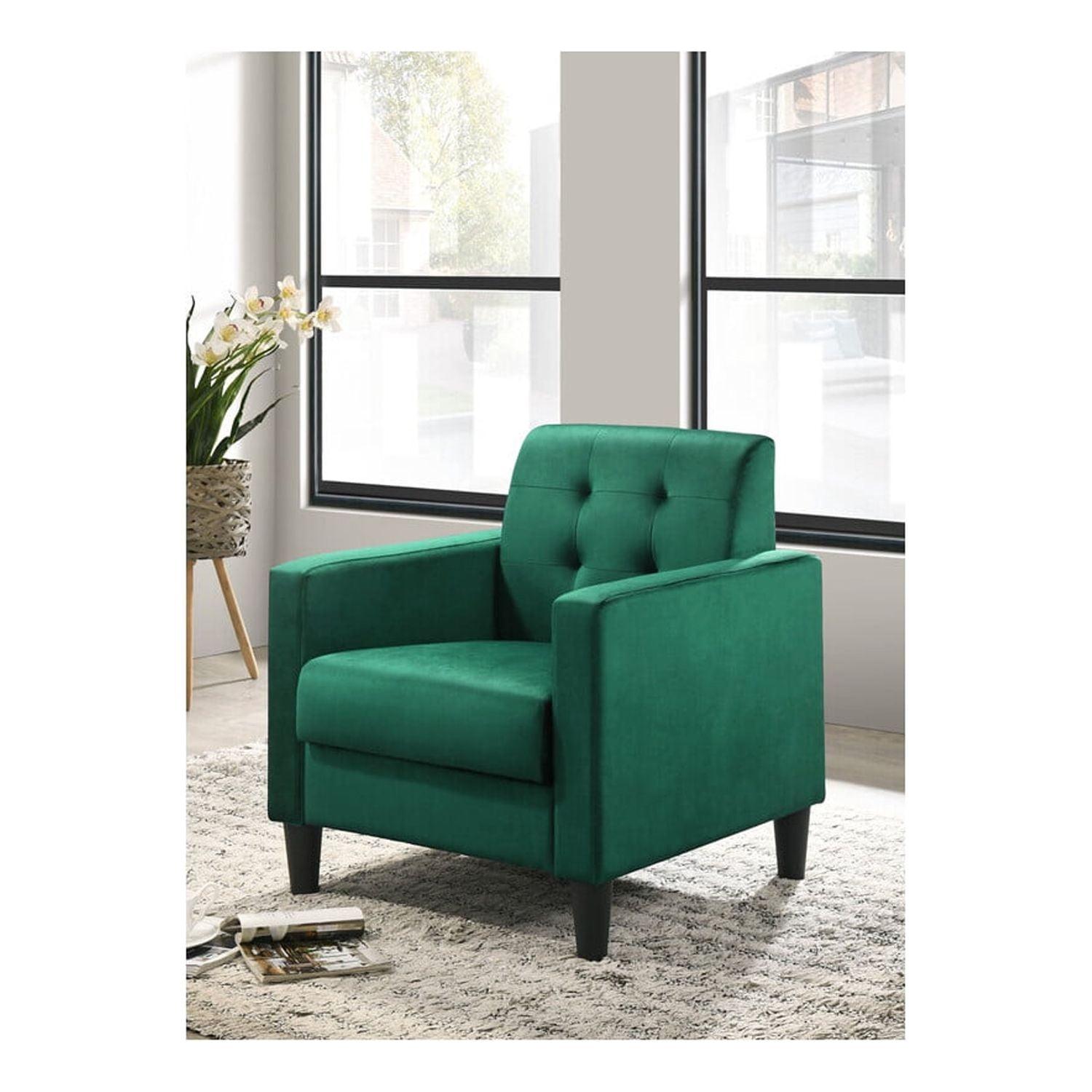 Ebern Designs Velvet Upholstered Accent Armchair With Tufting