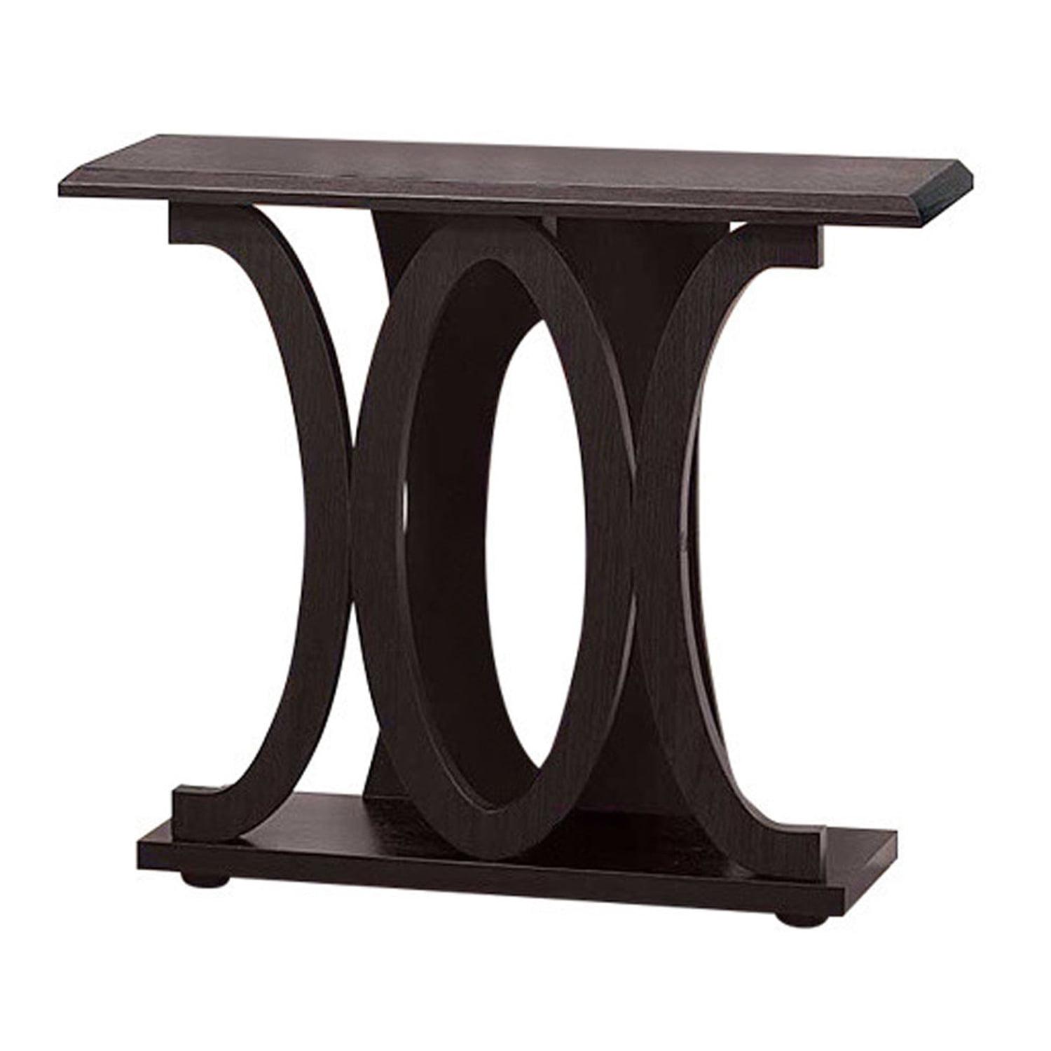 Elegant Dark Brown Hardwood Console Table with Base Storage Shelf