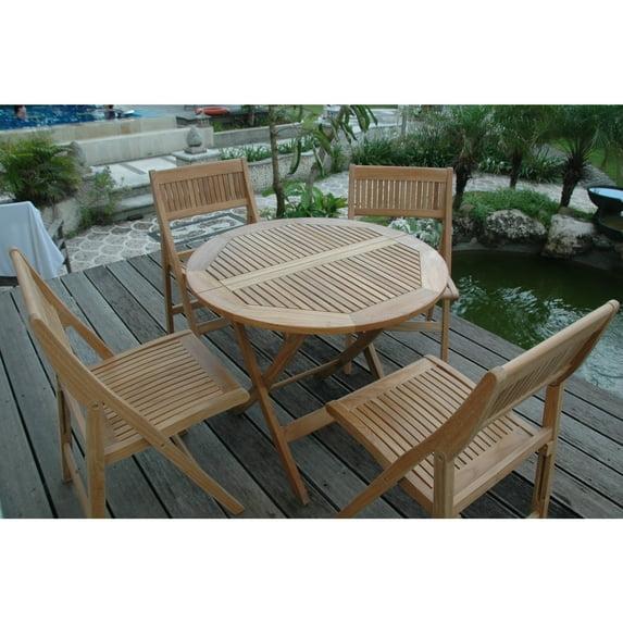Anderson Teak Windsor Round Teak Outdoor Folding Dining Table