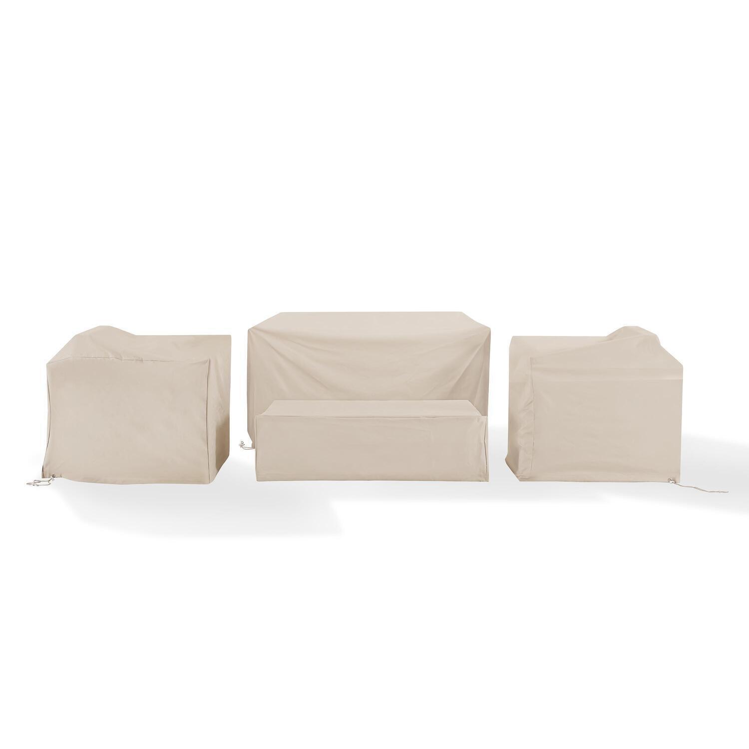 Heavy-Gauge Vinyl 4-Piece Outdoor Furniture Cover Set in Tan