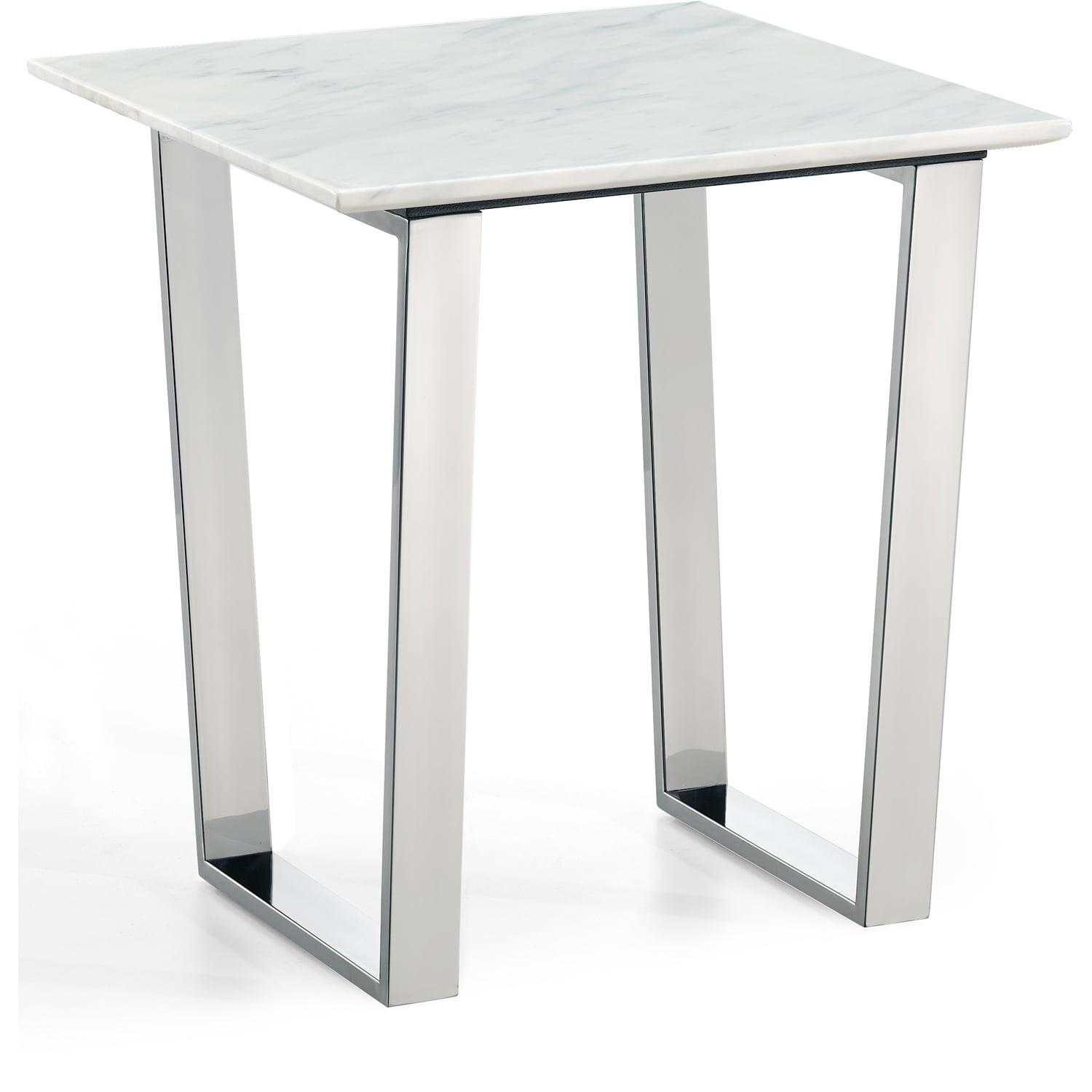 Meridian Furniture Carlton Contemporary Stone End Table in Chrome