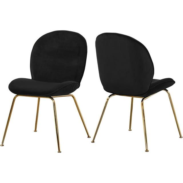 Homestock Mediterranean Magic Black Velvet Dining Chair, Set of 2
