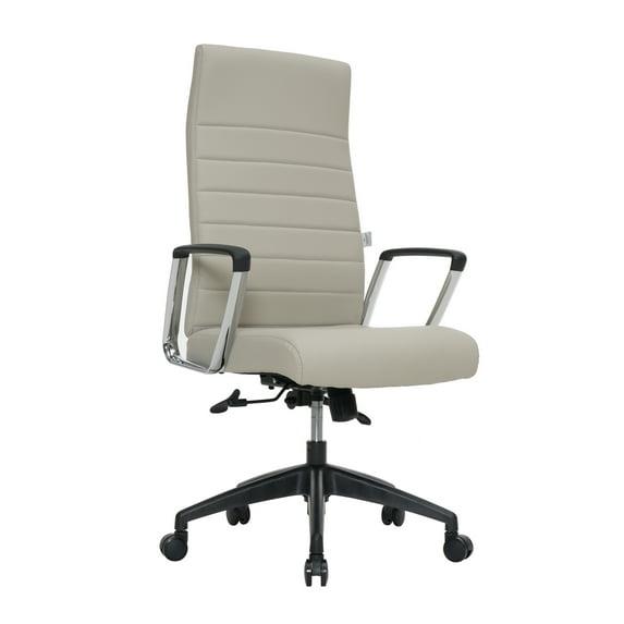 LeisureMod Hilton High-Back Adjustable Office Conference Chair Upholstered in Leather with Steel Frame in Tan