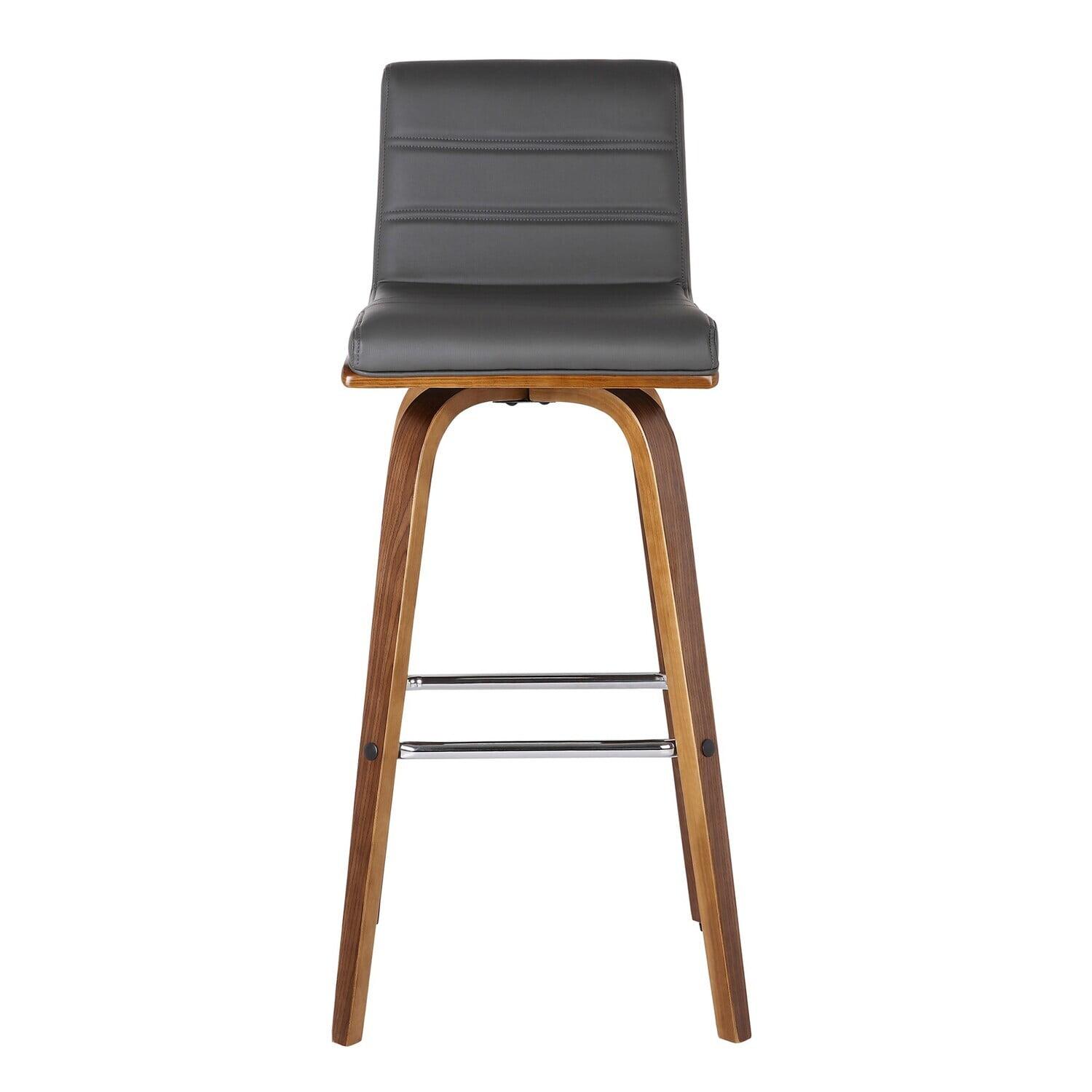 35 x 17 x 20 in. 26 in. Vienna Counter Height Barstool, Walnut Wood with Grey Faux Leather