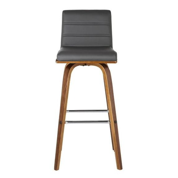 Vienna 26" Swivel Counter Stool in Walnut Wood Finish with Gray Faux Leather