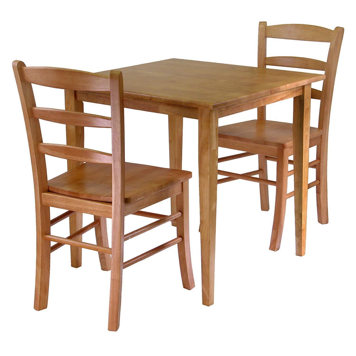 Light Oak Mid-Century Modern Dining Set with 2 Chairs