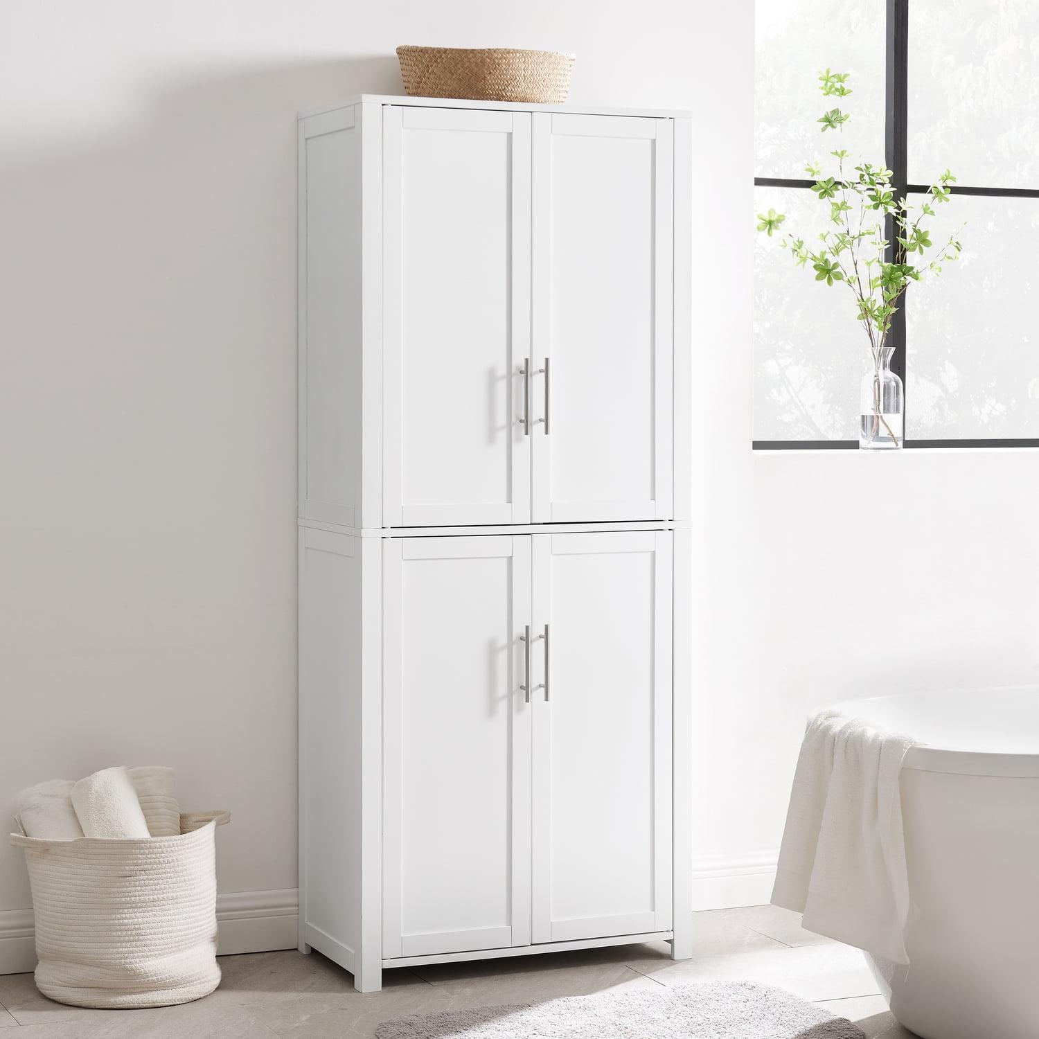 Savannah Tall Pantry White - Crosley: Shaker-Style Doors, 6 Adjustable Shelves, MDF Wood