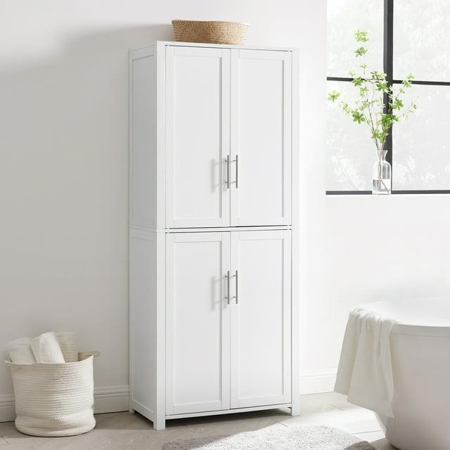 Savannah Tall Pantry White - Crosley: Shaker-Style Doors, 6 Adjustable Shelves, MDF Wood