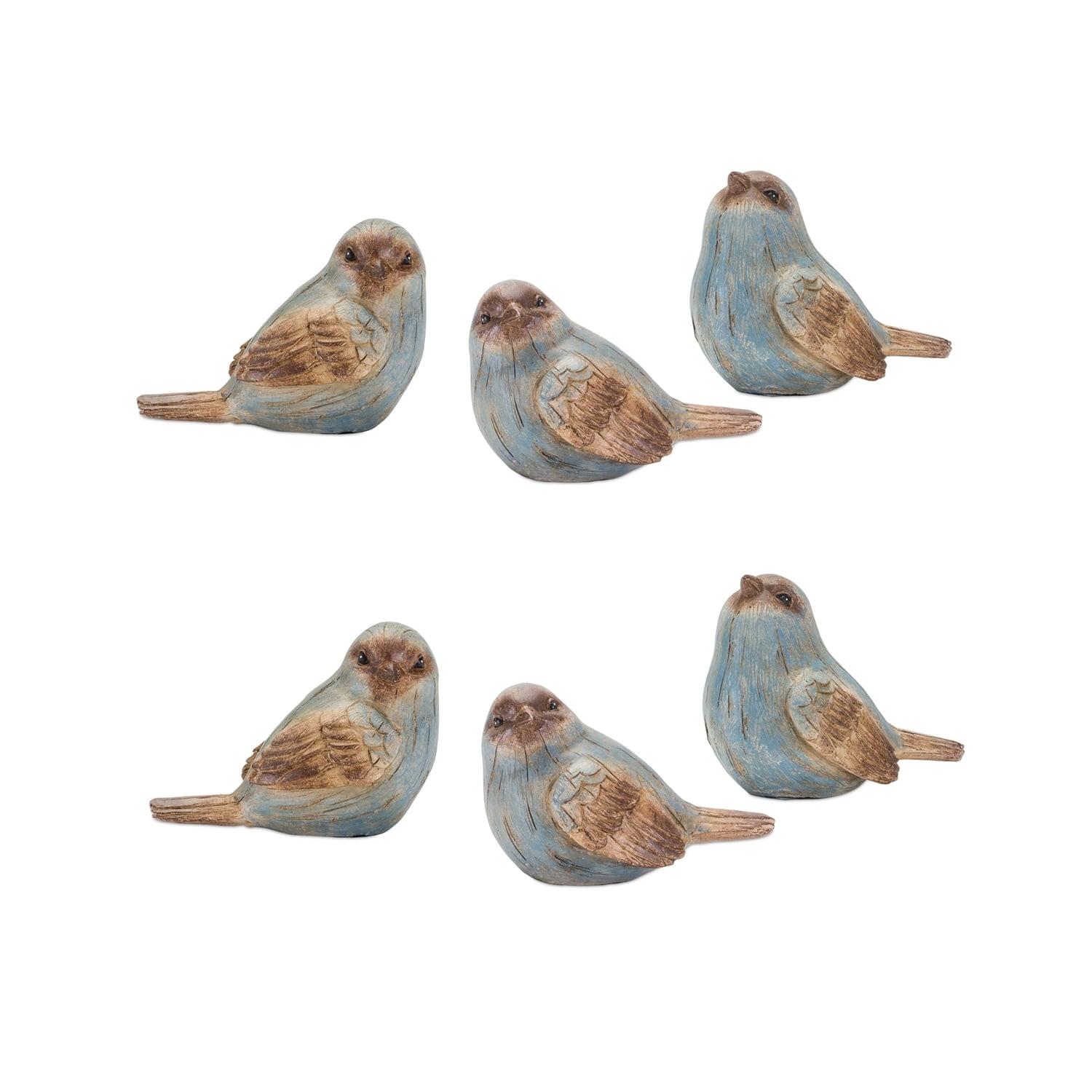 Melrose Rustic Blue Bird Figurine (Set of 6)