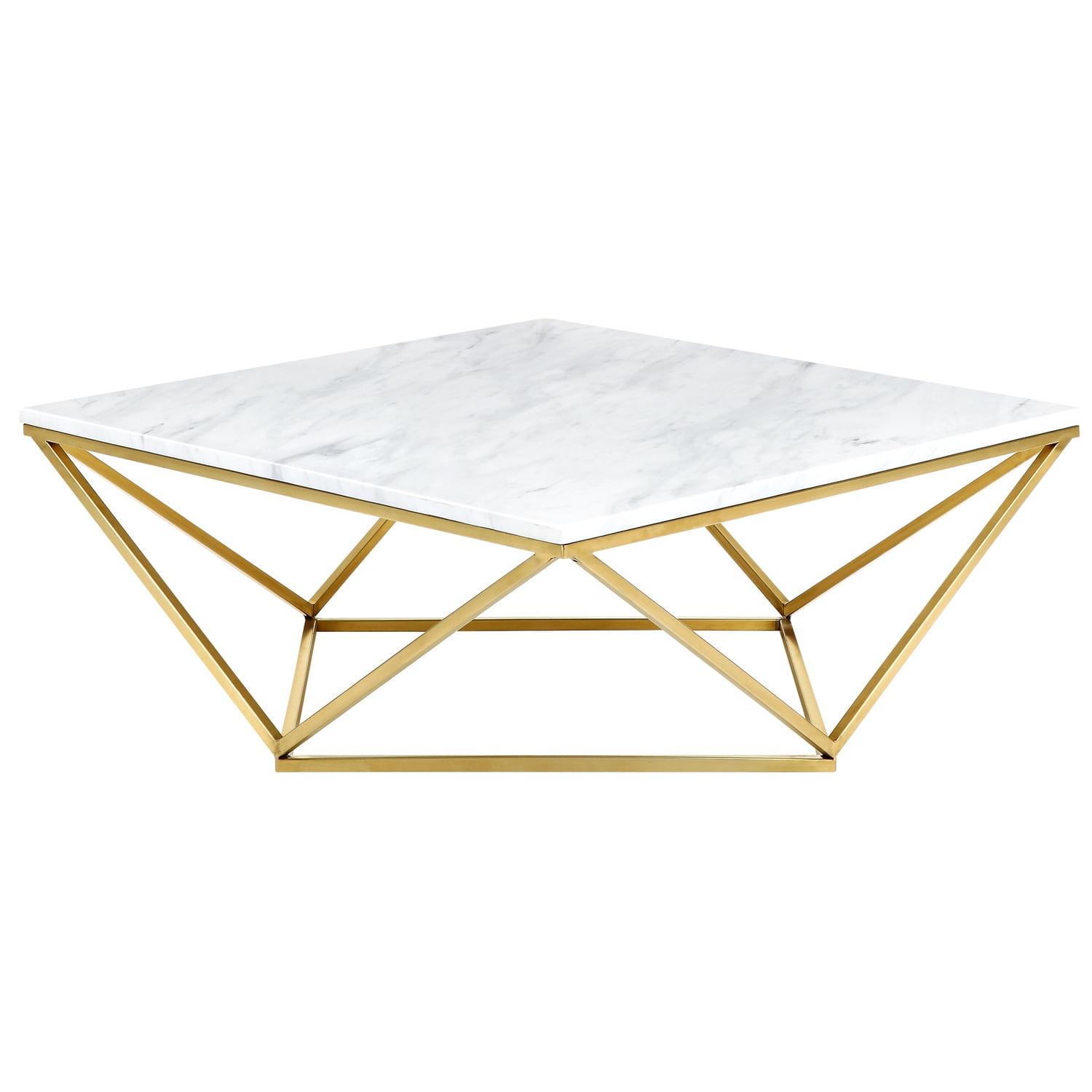 Meridian Furniture Mason Contemporary Stone Coffee Table in Gold