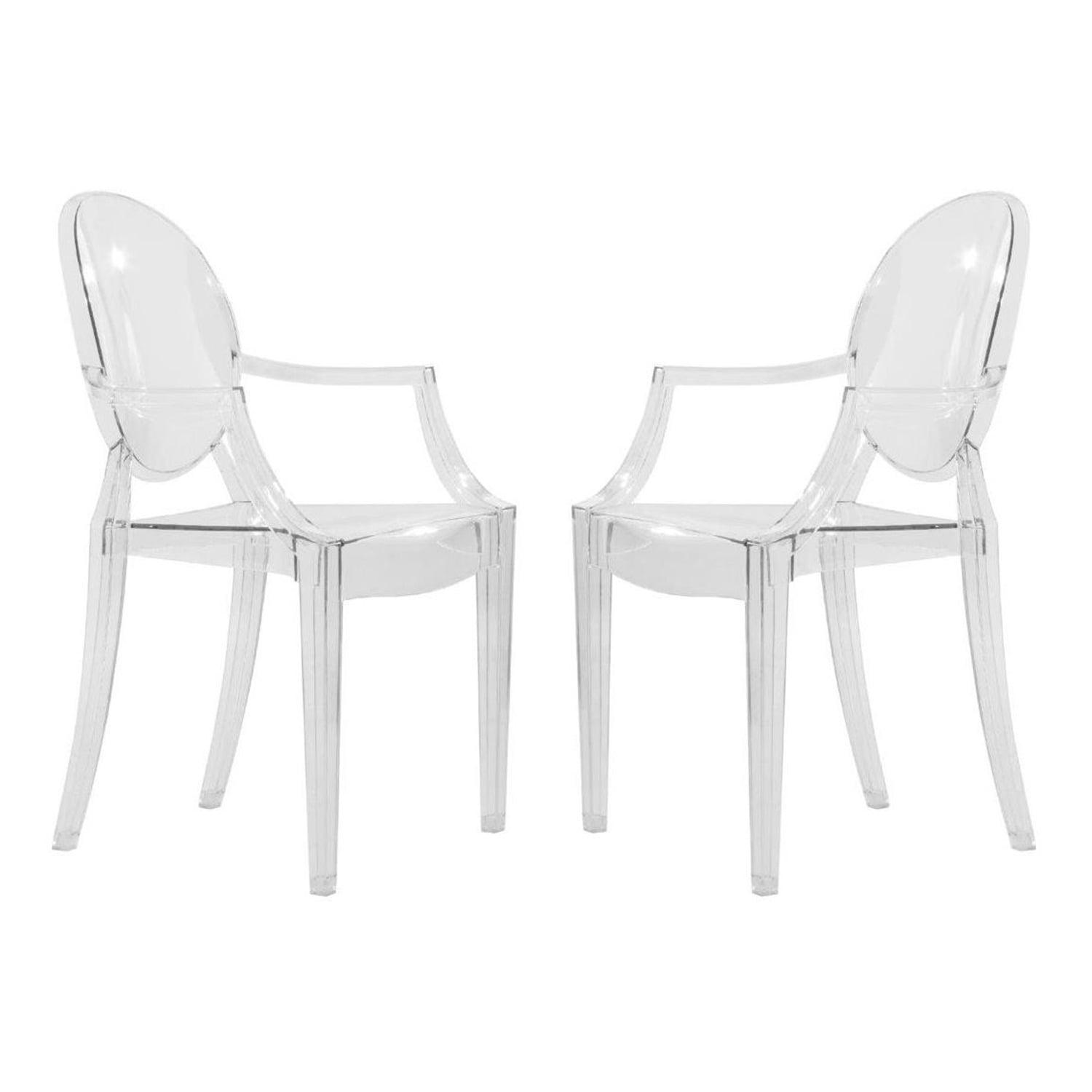 Carroll 17'' Clear Modern Acrylic Stackable Dining Chair Set of 2