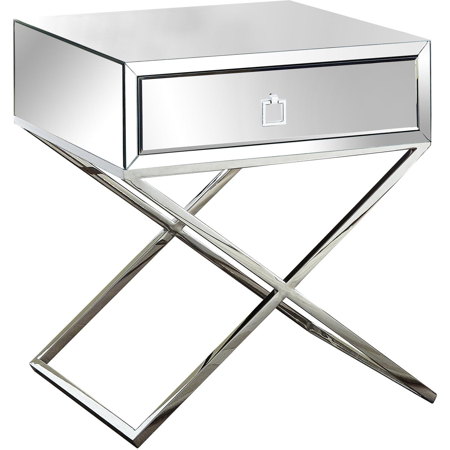 Meridian Furniture Lynn Mirrored and Chrome Side Table