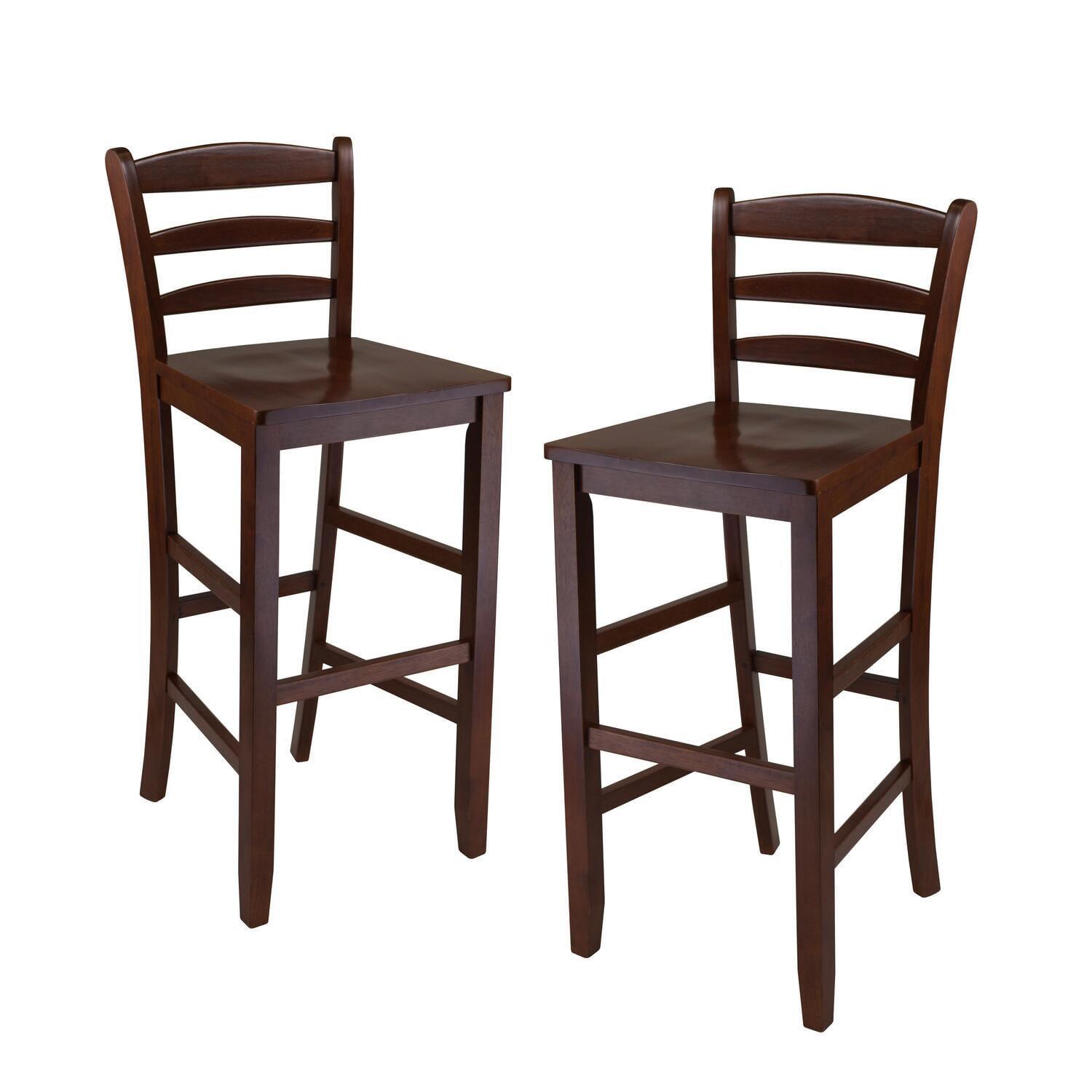 Set of 2 Walnut Ladder Back 30" Bar Stools