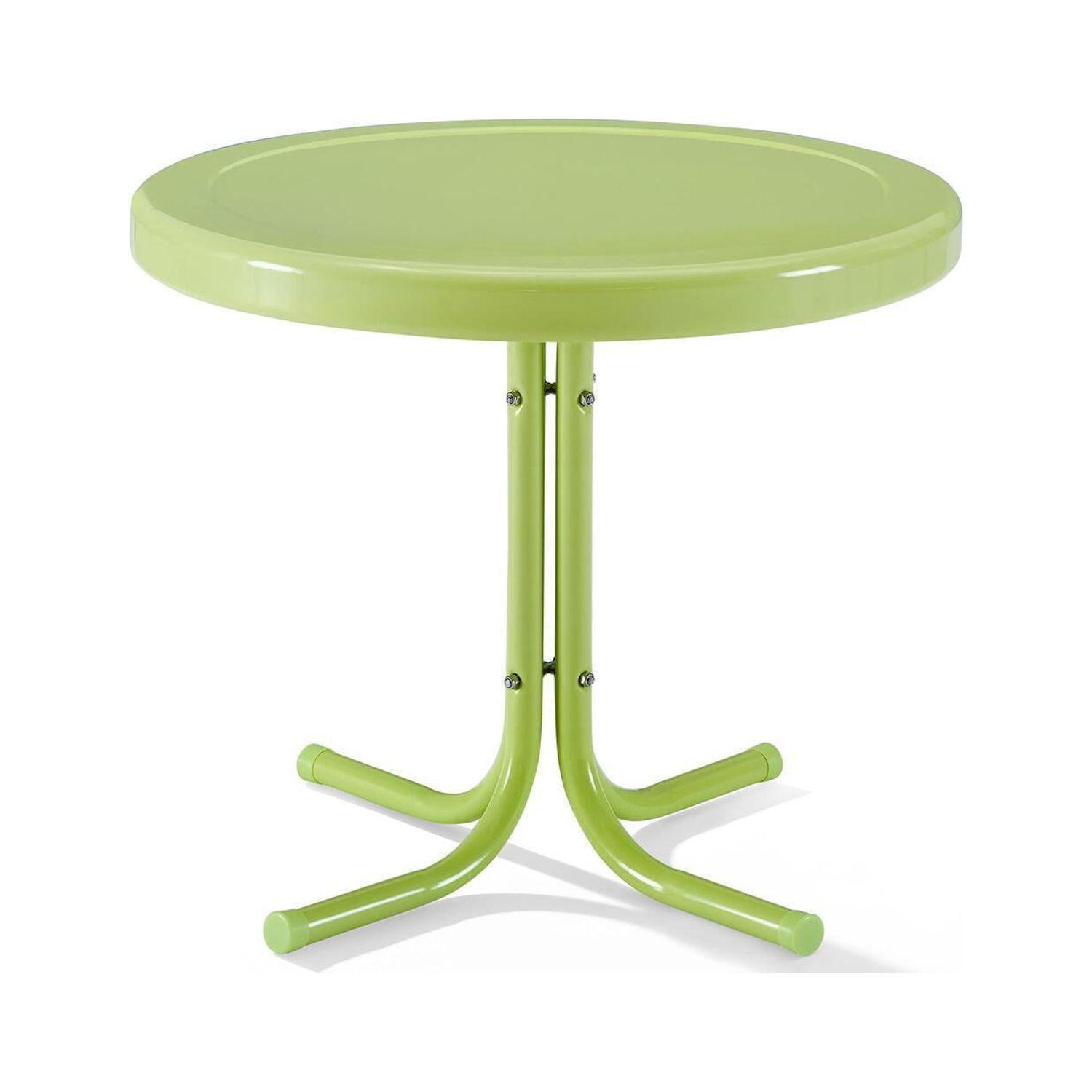 Key Lime Gloss Retro Round Metal Patio Side Table