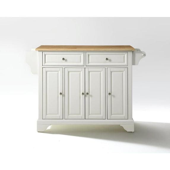 Alexandria Wood Top Full Size Kitchen Island/Cart White/Natural - Crosley: Adjustable Shelves, Towel Bar, Traditional Style