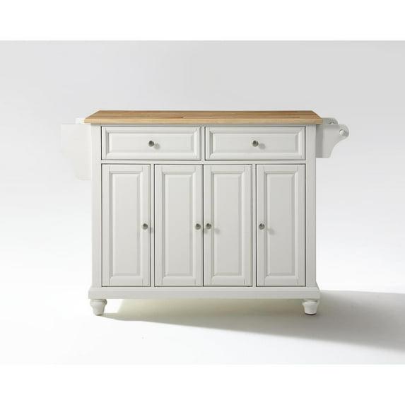 Alexandria Wood Top Full Size Kitchen Island/Cart White/Natural - Crosley: Adjustable Shelves, Towel Bar, Traditional Style