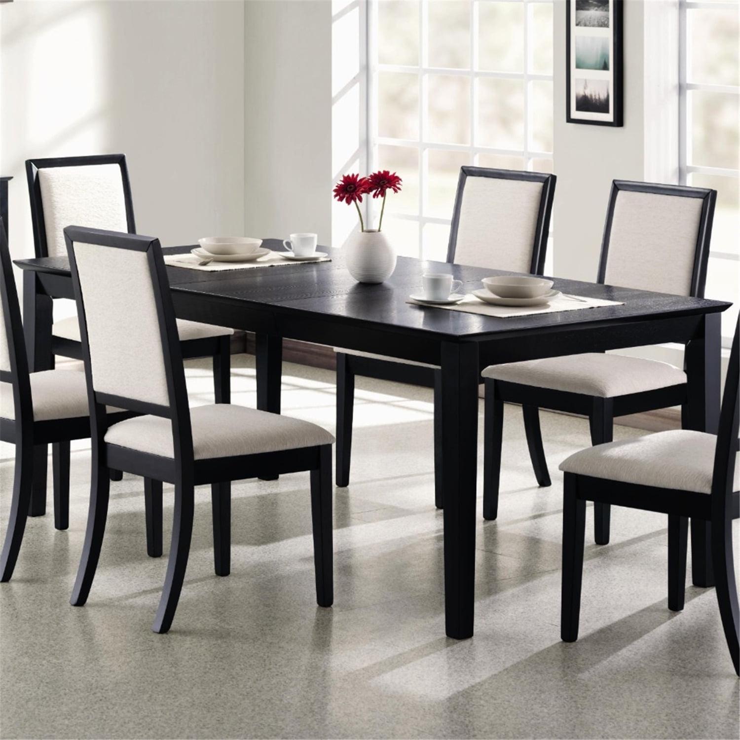 Black Rectangular Extendable Wooden Dining Table