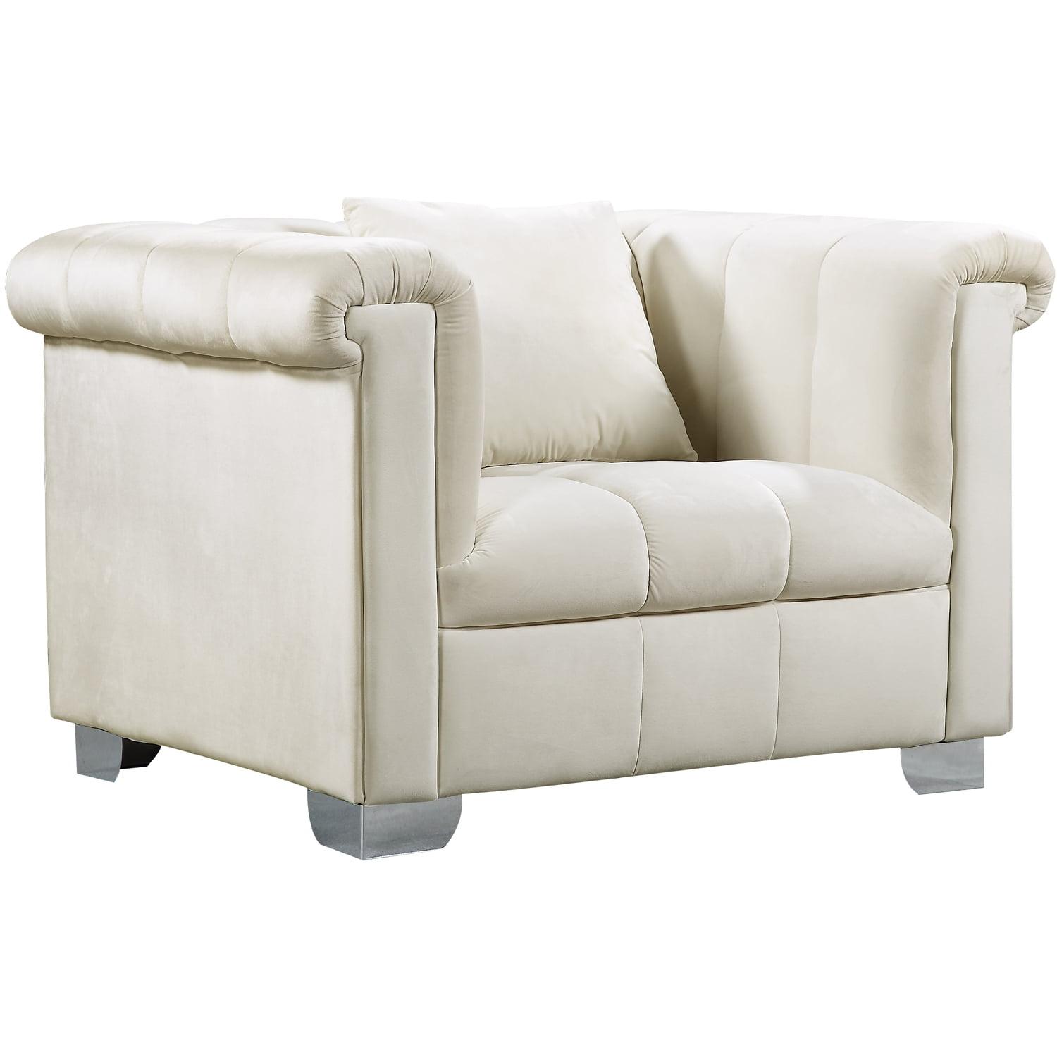 Kayla Cream Velvet and Chrome Elegance Lounge Chair