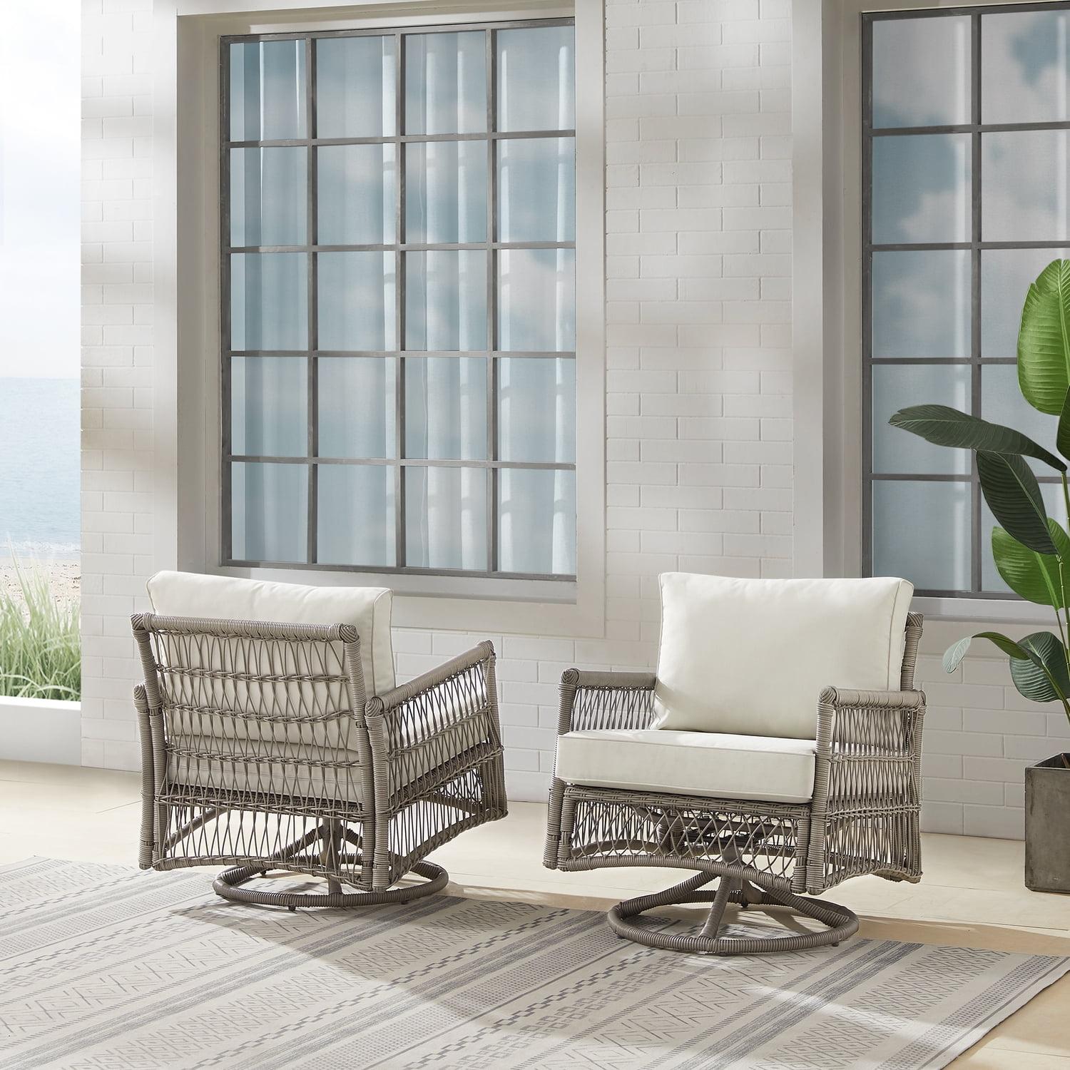 2pk Thatcher Outdoor Steel Swivel Rocking Chairs: Resin Wicker, Weather-Resistant - Crosley