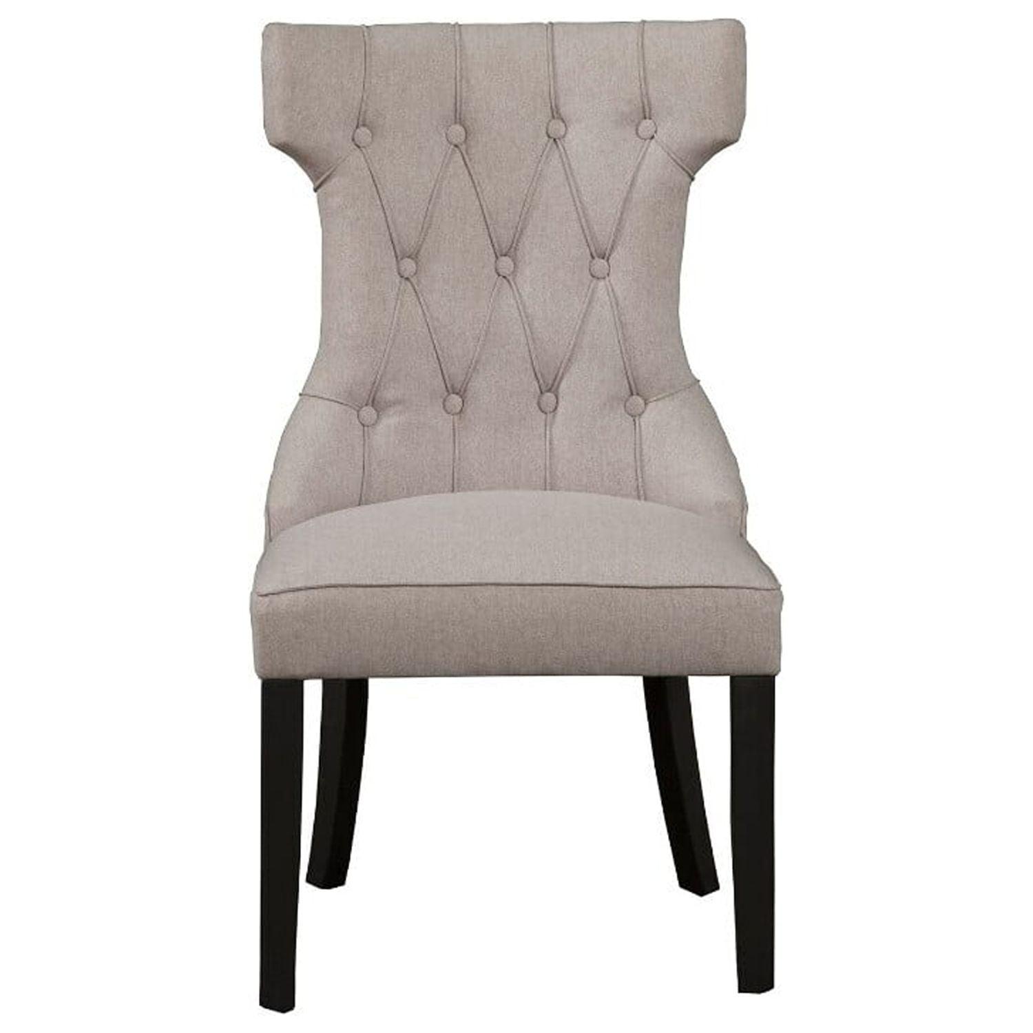 Victorian Virtue Gray Linen-Like Button Tufted Side Chair Set of 2