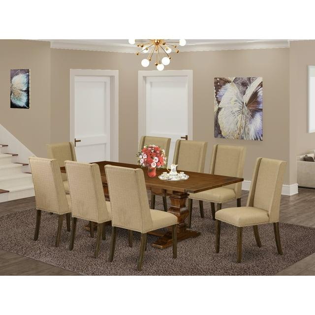 East West Furniture Table Top- Table Pedestal Parson Chairs, LAFL9-87-16