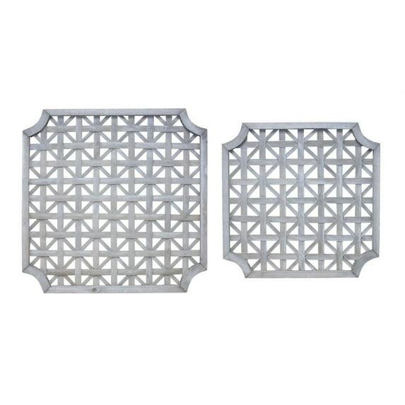 HomeRoots Set of Two 27" X 27" Gray Geometric Solid Wood Wall Decor