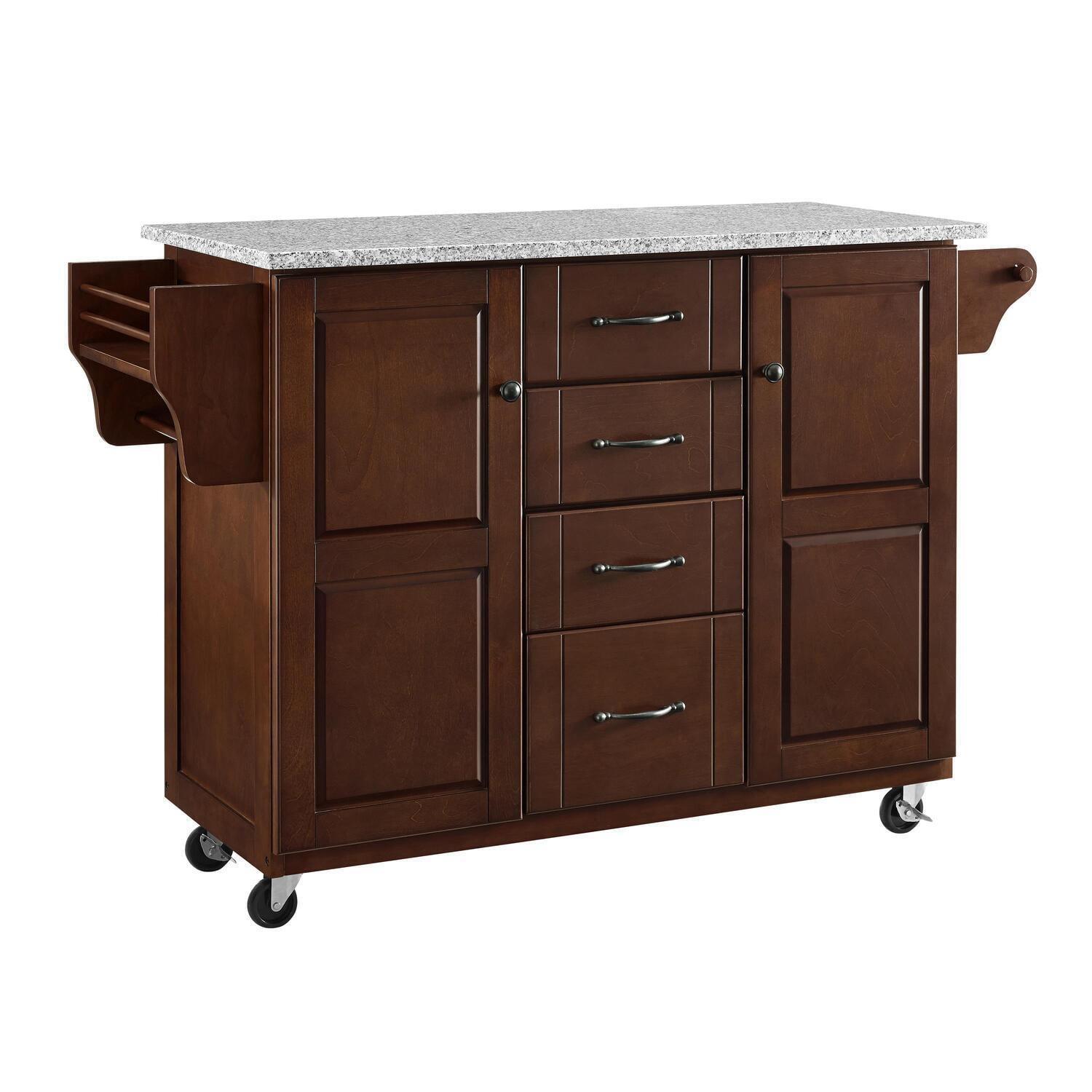 Eleanor Granite Top Kitchen Cart Mahogany/Gray - Crosley