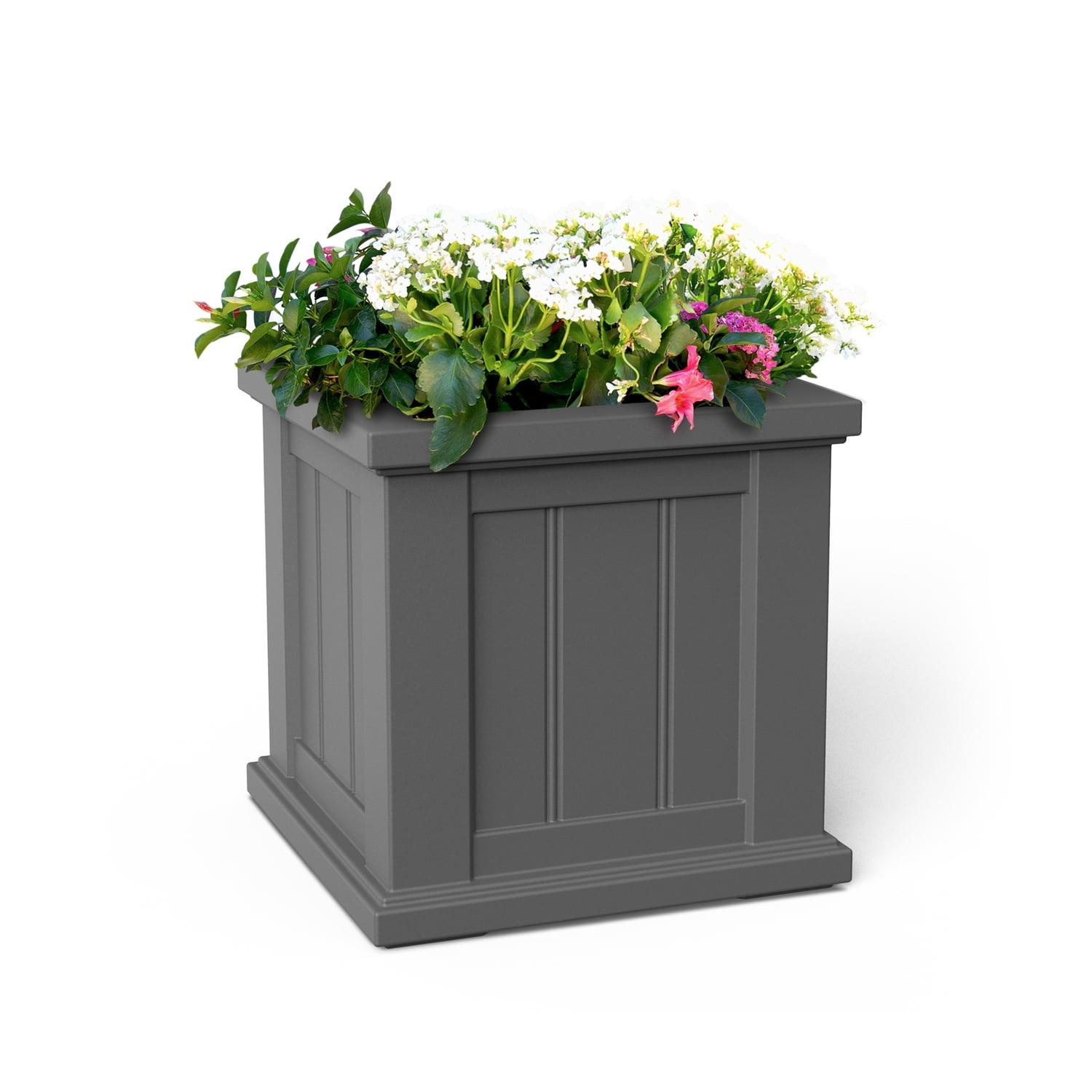 Mayne Cape Cod 14" x 14" x 14" Square Graphite Grey Self-Watering Polyethylene Planter