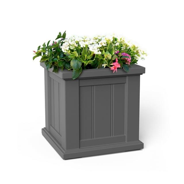 Mayne Cape Cod 14" x 14" x 14" Square Graphite Grey Self-Watering Polyethylene Planter