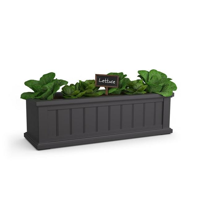 Mayne Cape Cod 36" x 11" x 10.8" Rectangle Graphite Grey Self-Watering Polyethylene Window Box Planter