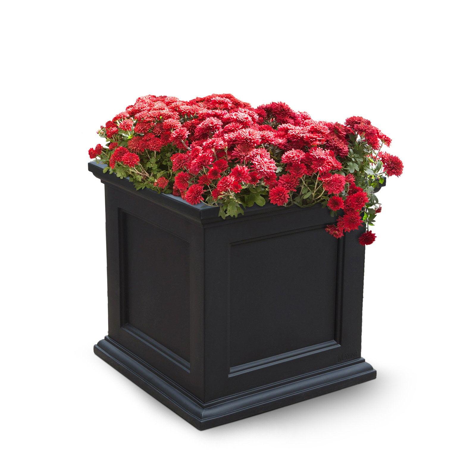 Fairfield Square 20" Black Self-Watering Polyethylene Outdoor Planter