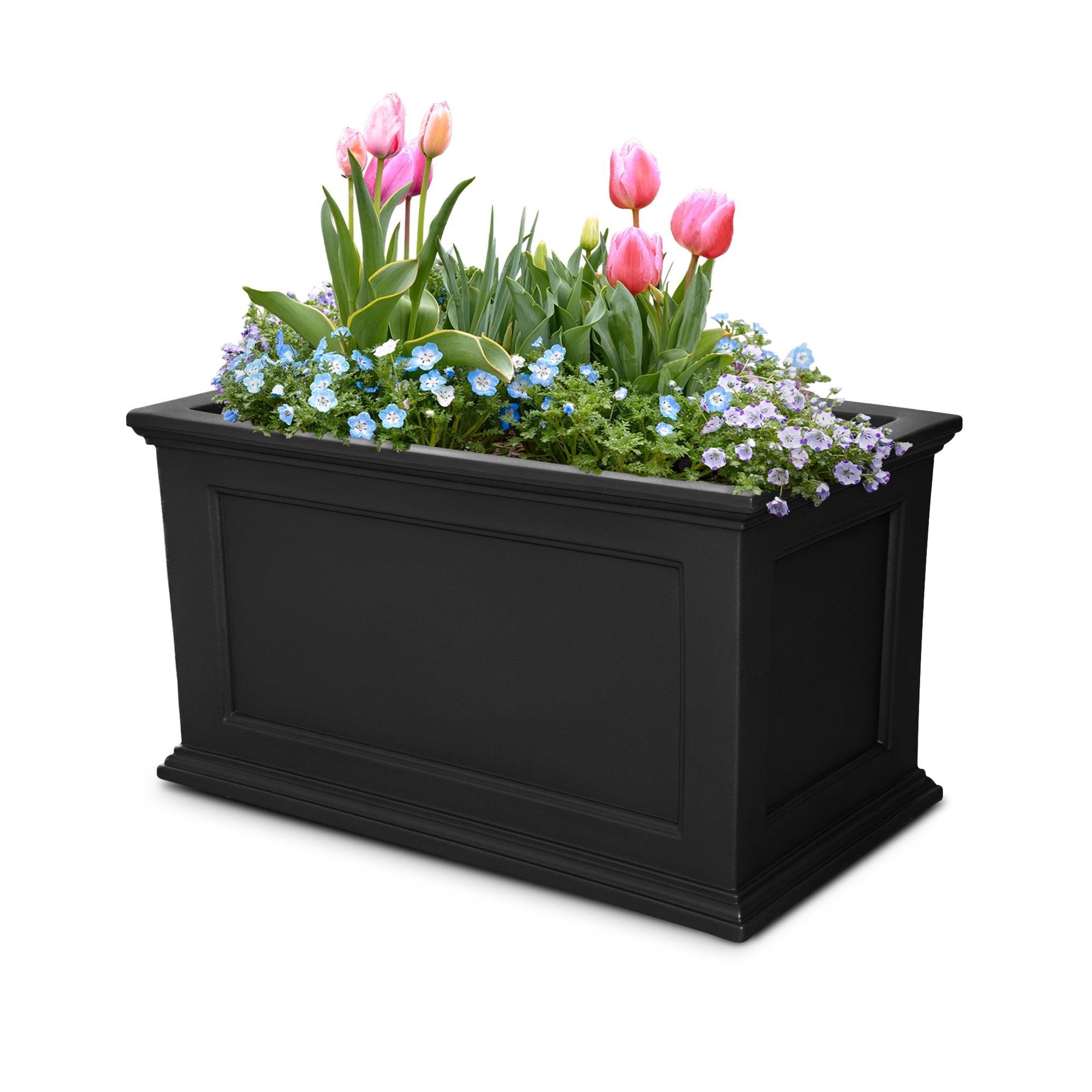 Fairfield 36"x20" Classic Black Self-Watering Polyethylene Planter