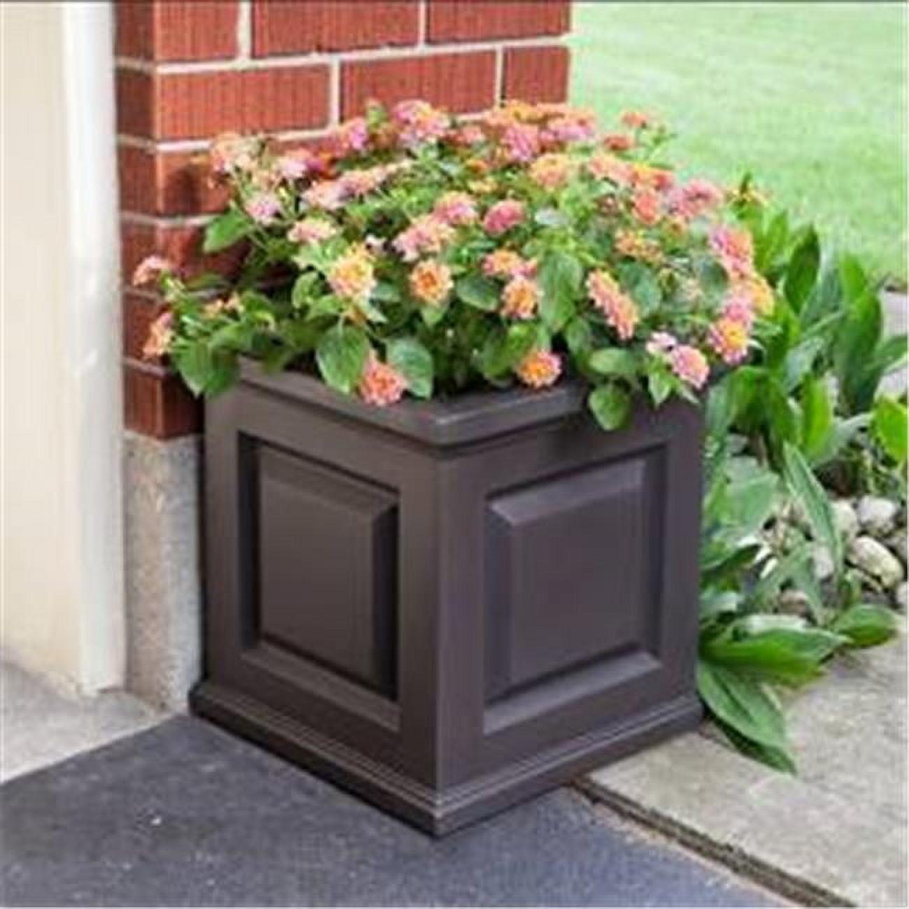 Nantucket Espresso 16" Square Self-Watering Polyethylene Planter