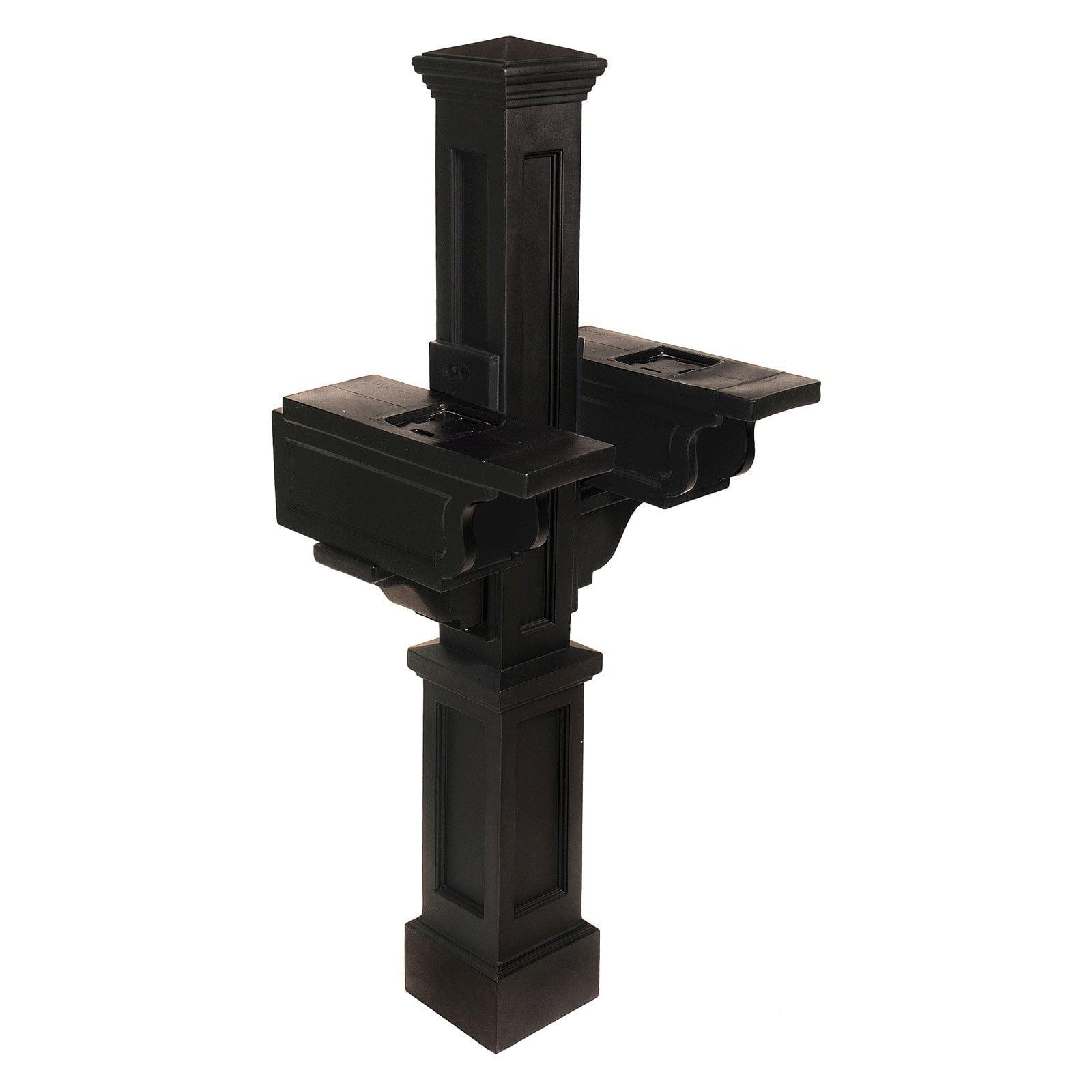 Mayne Rockport Double Arm Mail Post - Black - 18in L x 23in W x 56.5in H - Standard Post, 2x Paper Holder Arms (5811-B)