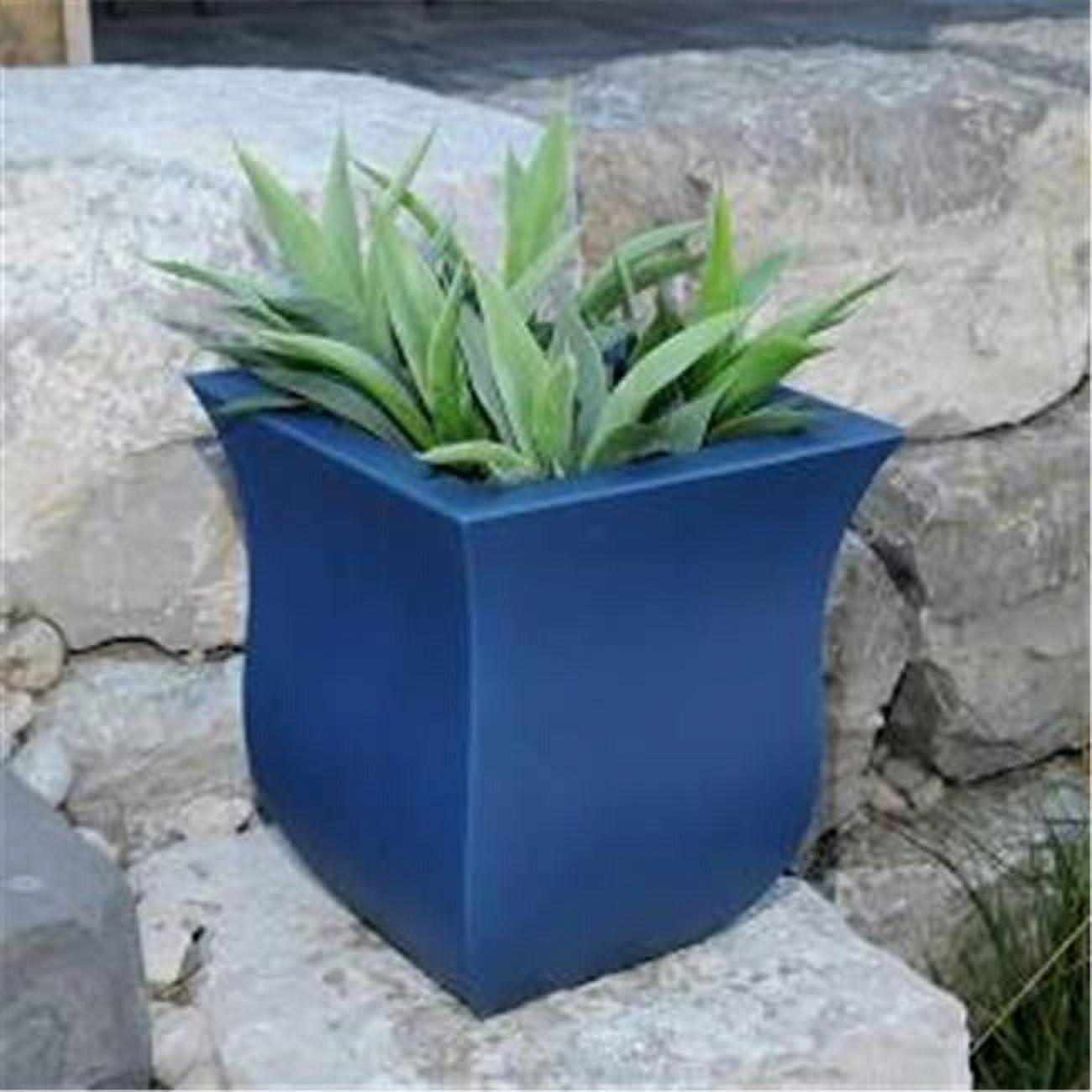 Valencia Neptune Blue Tulip-Shaped Polyethylene Planter, 16" x 18"