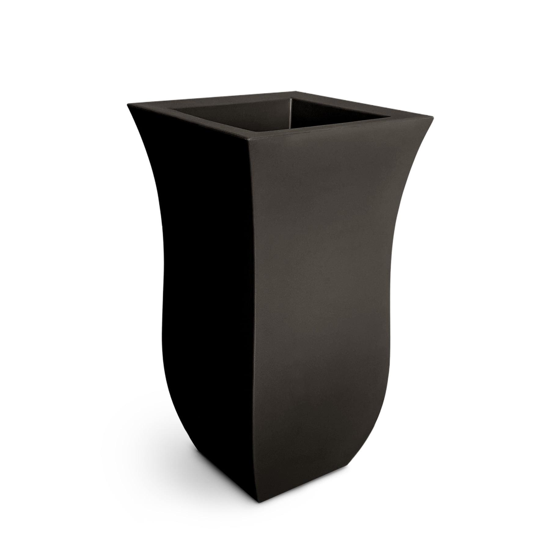 Espresso Polyethylene Tall Outdoor Planter with Double Wall