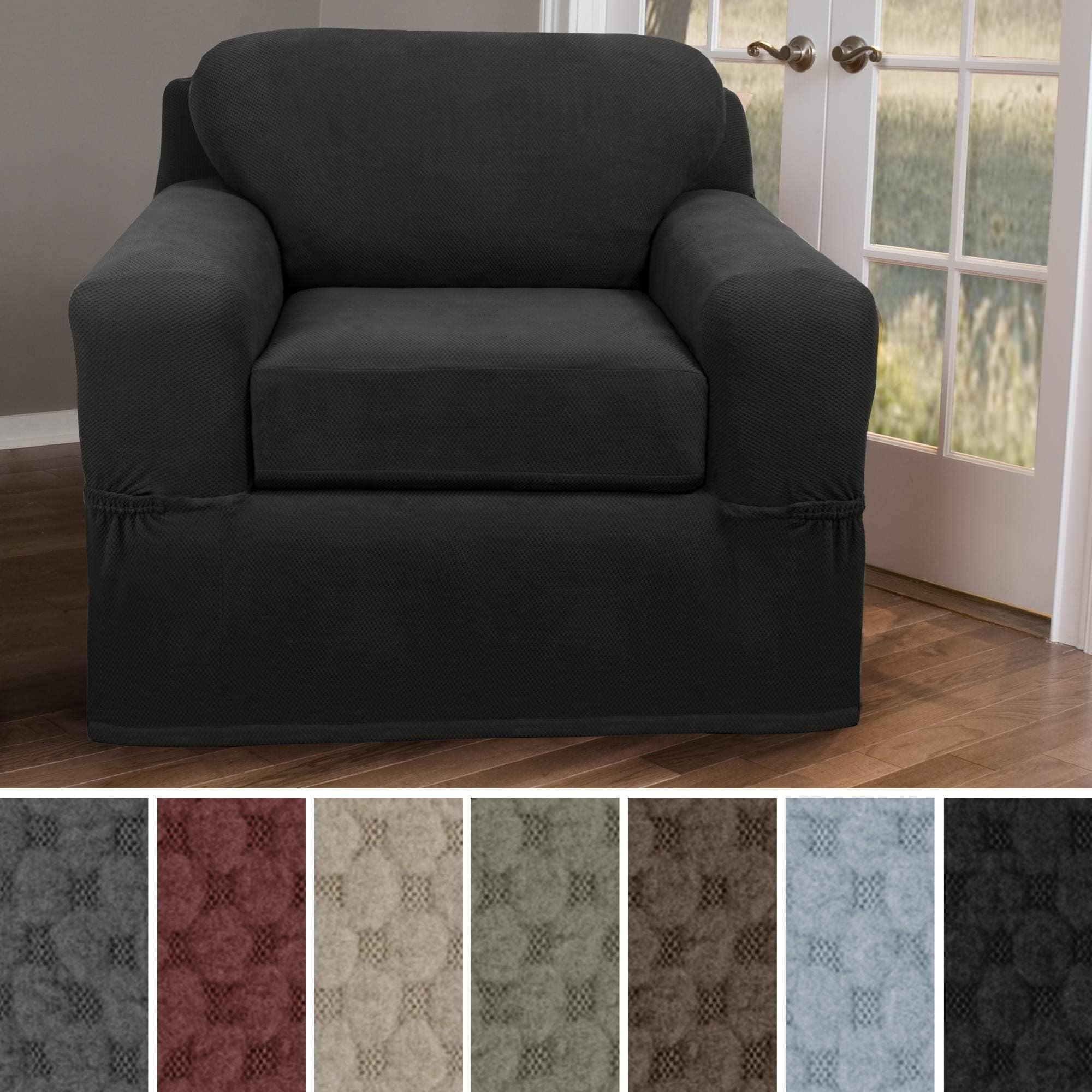 Maytex  Stretch Pixel Chair 2 Piece Furniture / Slipcover Charcoal 42-43" wide, 38"deep, 34" high