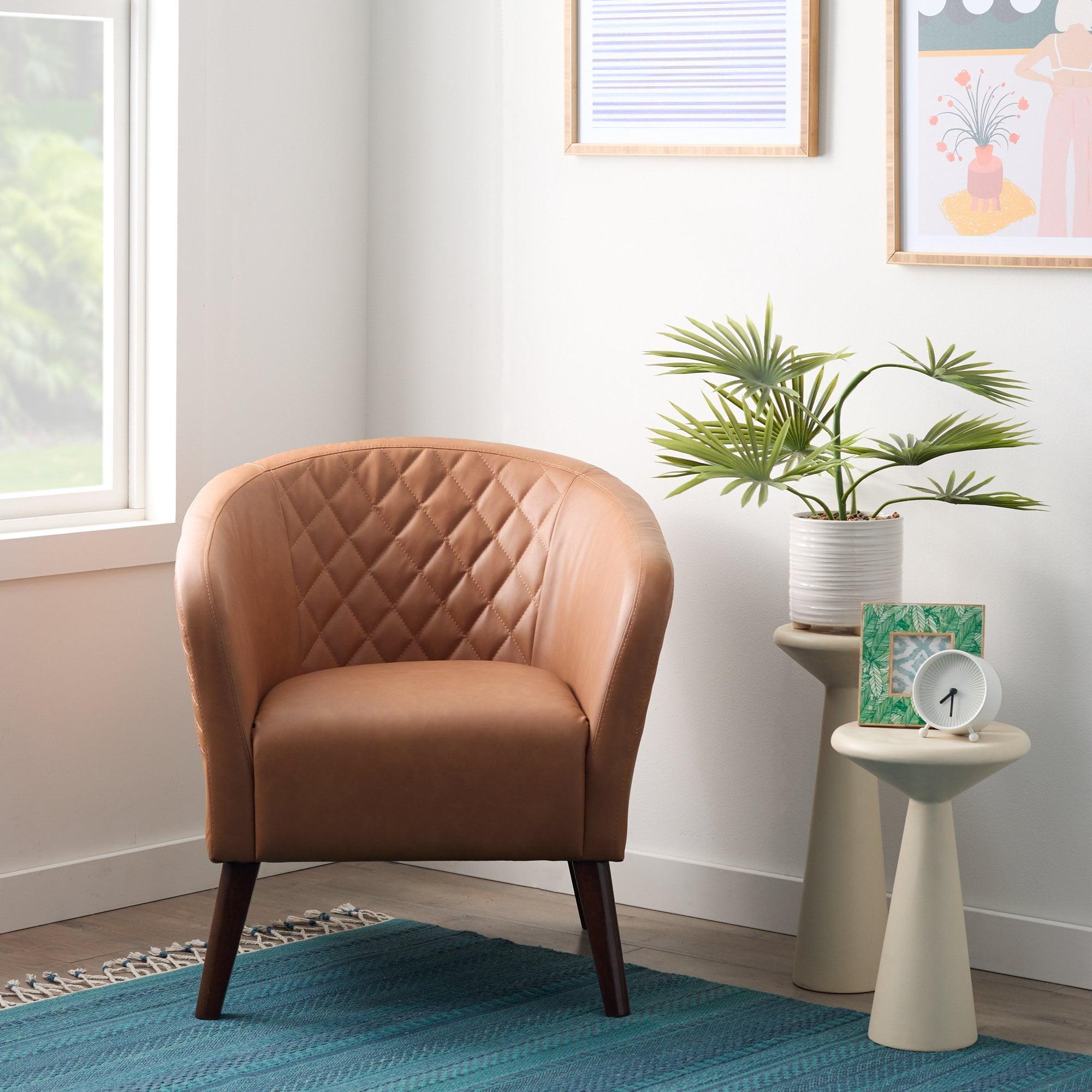 Mayview Upholstered Club Chair, Camel Faux Leather