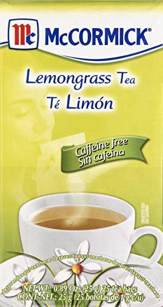 McCormick No Artificial Flavors Caffeine Free Lemongrass Tea 25 Count Box, 0.89 oz Box