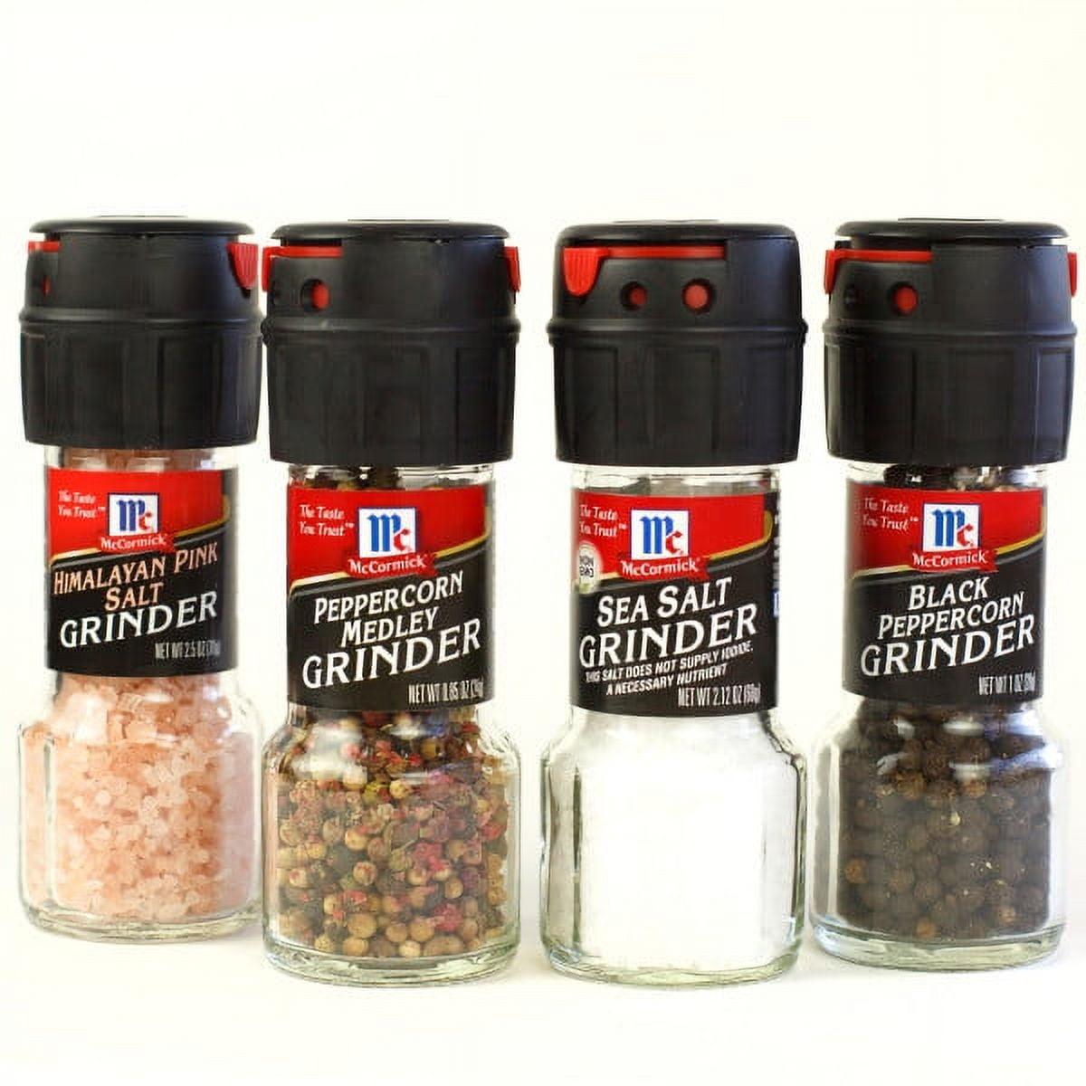 Mccormick Salt & Pepper Grinder Variety Pack (Himalayan Pink Salt, Sea Salt, Black Peppercorn, Peppercorn Medley), 0.05 Lb