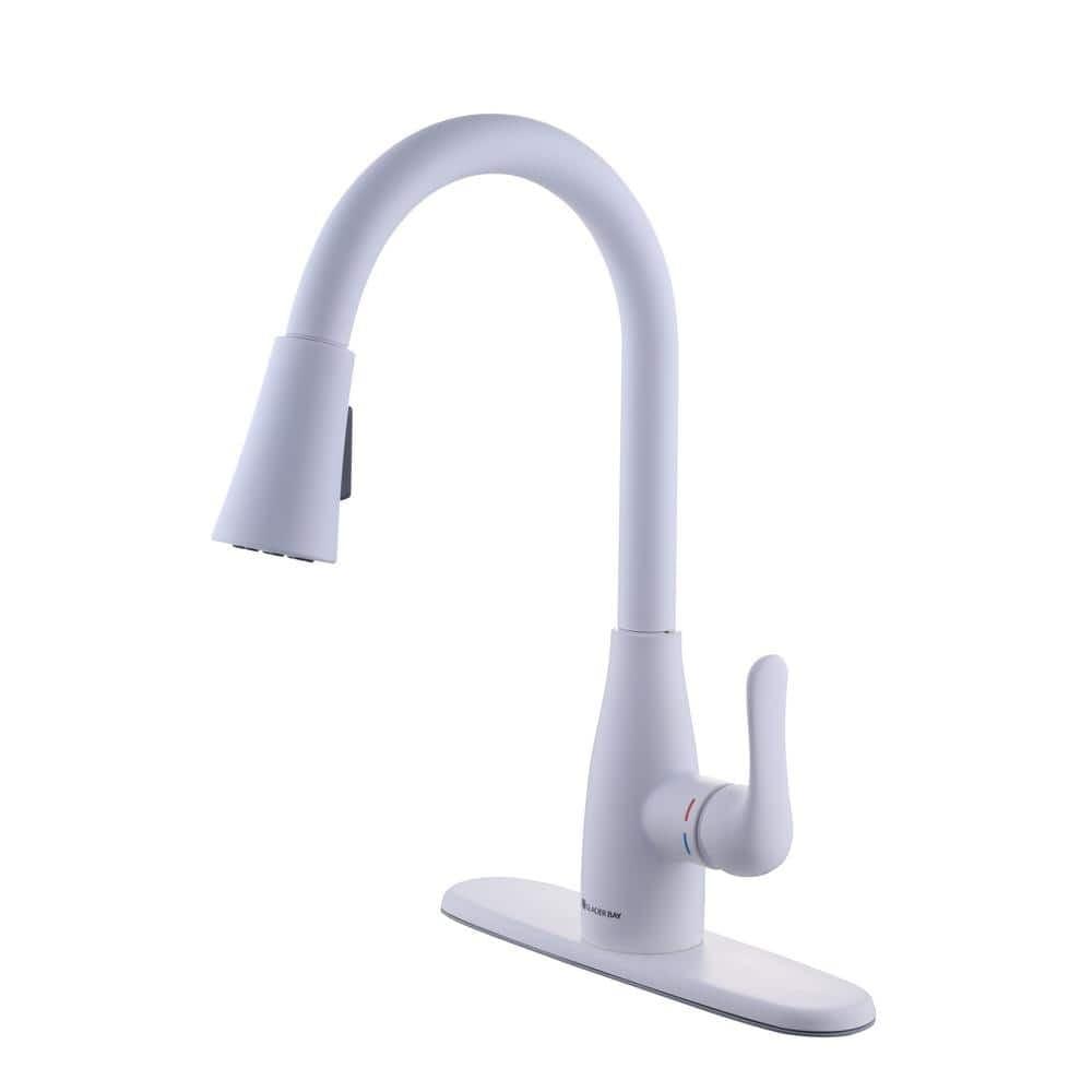 Matte White Single-Handle Pull-Down Kitchen Faucet with TurboSpray