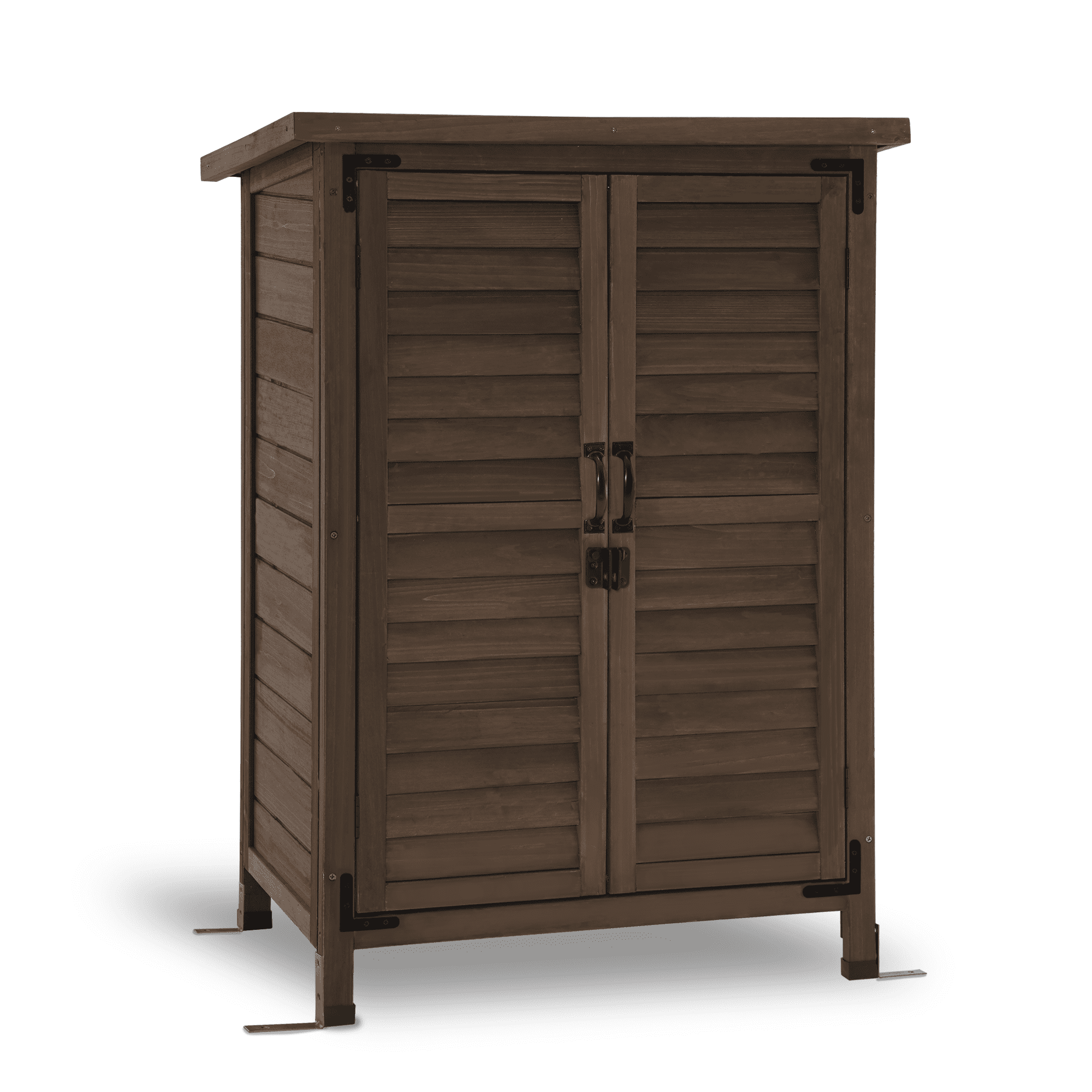 MCombo 24.6 in. W x 18 in. D Outdoor Wood Storage Cabinet，Garden Wooden Tool Shed with Double Doors