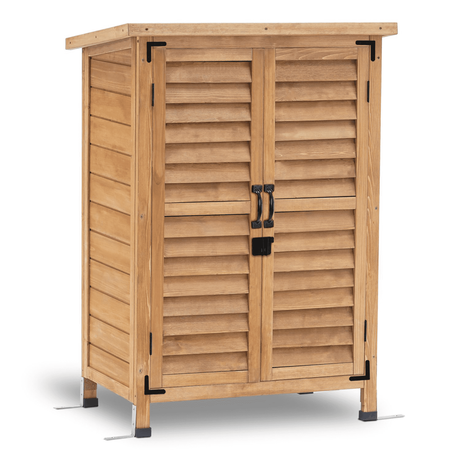 Natural Fir Wood Outdoor Storage Cabinet with Double Doors