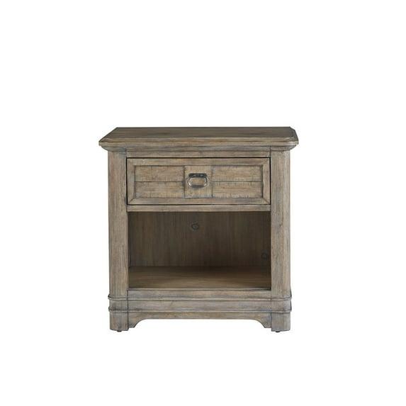 Meadowbrook Beige Antique Sand Wood One Drawer Farmhouse Nightstand